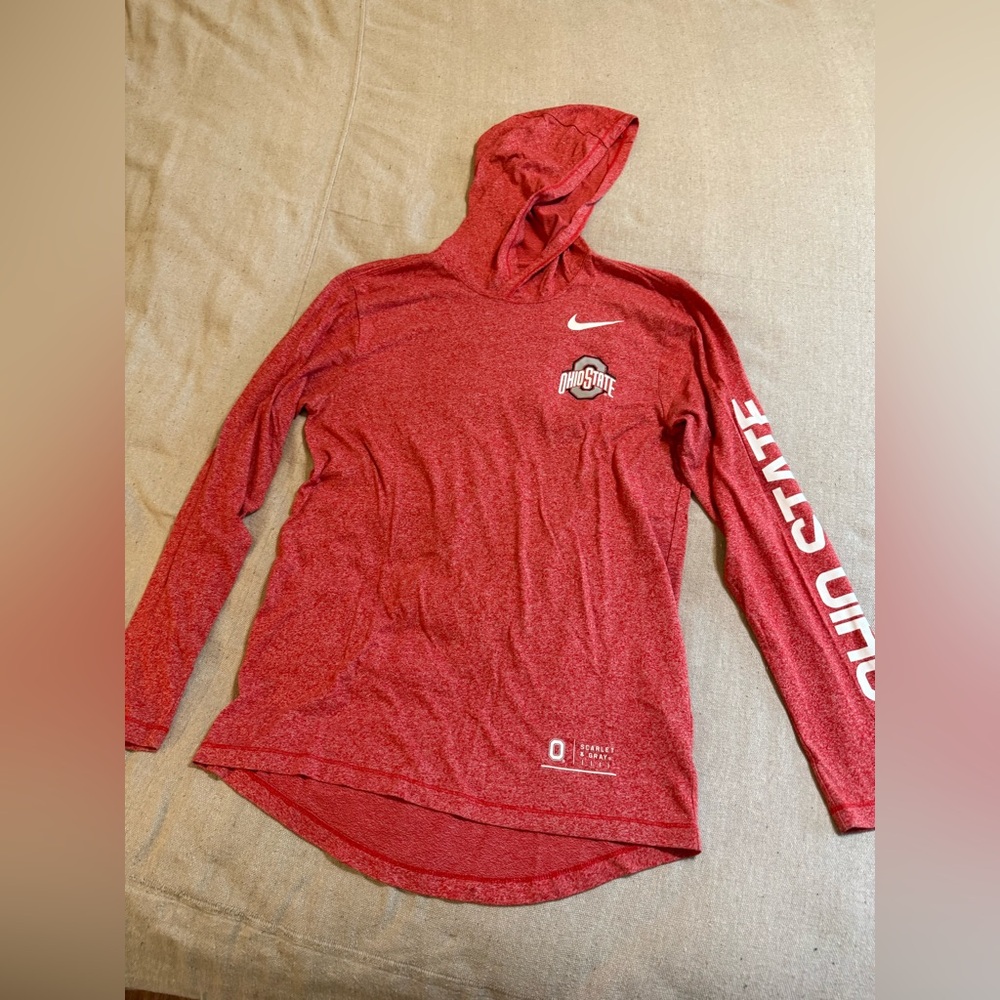 Ohio State Heather Red Nike long sleeve tee Hoodie